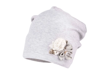 Jamiks LIANA czapka dla dziewczynki bawełna jasny szary