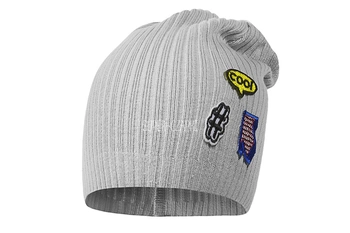 BROEL Zufi czapka dla chłopca dzianina naszywki KNIT szara