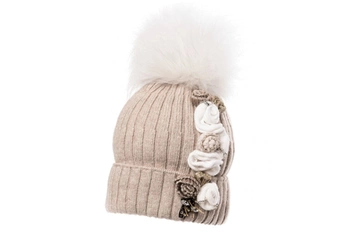 Jamiks GENIA czapka dla dziewczynki na zimę jenot kaszmir beżowa