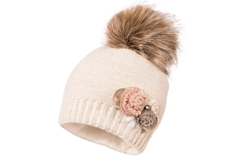 Jamiks RABIOSSA czapka dla dziewczynki na zimę beżowa