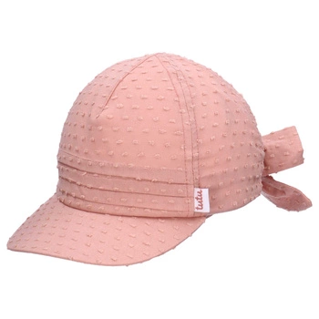 Tutu czapka z daszkiem dla dziewczynki kokarda na lato pudrowy róż