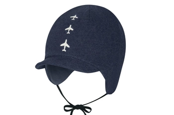 BROEL Albino czapka niemowlęca pilotka dla chłopca granatowa