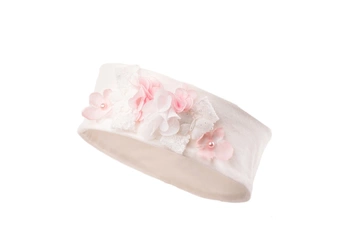 Jamiks ELMINA opaska dla dziewczynki na wiosnę kwiatki chrzest ecru