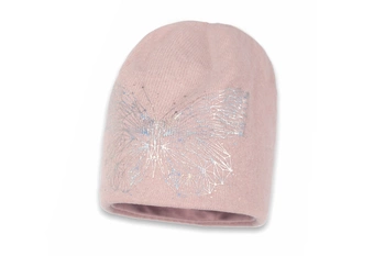 Broel IRMA czapka dla dziewczynki motylek pudrowy róż