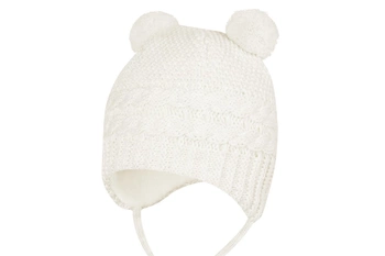 BROEL Gabriella czapka na zimę dla dziewczynki dwa pompony ecru