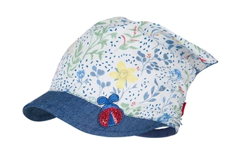 BROEL Fiorella czapka chustka z daszkiem kwiatki ciemny jeans
