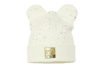 Pupill VINNY czapka dla dzieci prążkowana uszka ecru