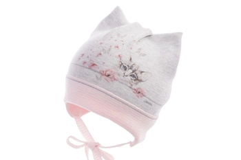 Jamiks MARIOTA czapka dla dziewczynki wiązana kotek szara
