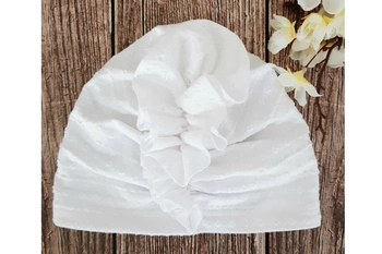 Jamiks turban dla dziewczynki na wiosnę chrzest biały