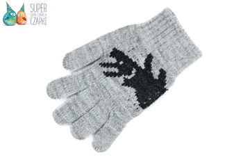 Rękawiczki pięciopalczaste dinozaur szare 14cm