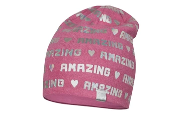 BROEL Elena czapka dla dziewczynki napisy różowa