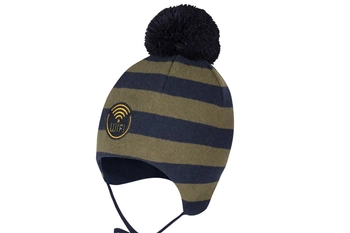 BROEL Massimo czapka na zimę wiązana dla chłopca khaki-granat