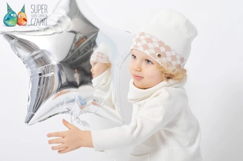 BROEL Brita czapka dla dziewczynki beanie ecru KNIT