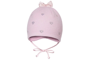 BROEL Celebrity czapka dla dziewczynki na jesień chrzest różowa