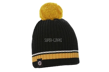 Pupill Fabricio czapka dla chłopca z pomponem czarny-miodowy