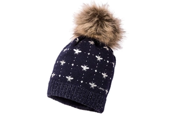 Jamiks DONA czapka dla dziewczynki z pomponem kaszmir granatowa