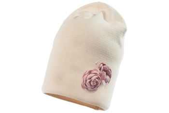 Jamiks ROZALIA czapka kwiat dla dziewczynki beżowy