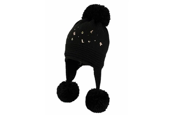 Jamiks METZI czapka z trzema pomponami warkocze kaszmir czarna