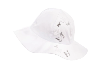 Jamiks GACELIA kapelusz dla dziewczynki na lato motylki biały