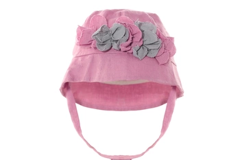 Pupill LAILA kapelusz wiązany dla dziewczynki lniany brudny róż