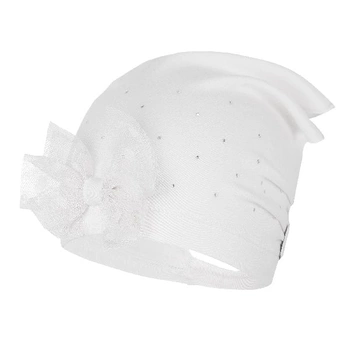 Broel Benita chustka z tiulową kokardą wiskoza biała