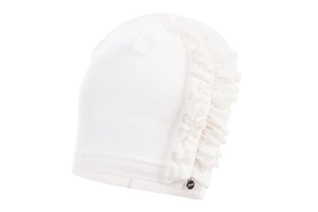 Jamiks ELIA czapka dla dziewczynki na wiosnę falbanka ecru