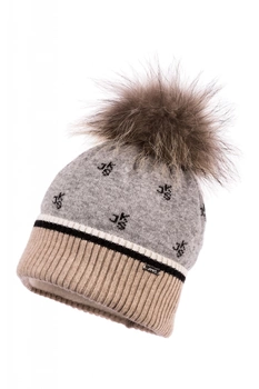 JAMIKS Kortez czapka z pomponem dla chłopca szara-beżowa