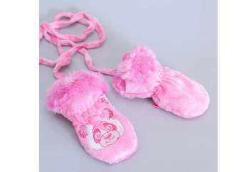 TuTu rękawiczki dziecięce zimowe panda futerko różowe