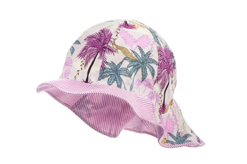 Jamiks ELLA kapelusz czapka z ochroną karku dla dziewczynki dżungla fuksja