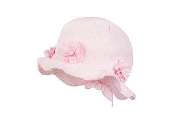 Jamiks AWELINE kapelusz na lato wiązany dla dziewczynki różowy