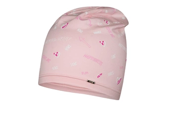 BROEL Tutti czapka dla dziewczynki beanie napisy jasny róż