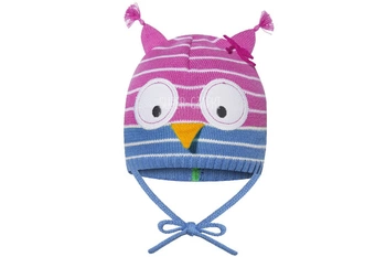 BROEL Fru czapka dla dziewczynki sowa różowo-niebieska