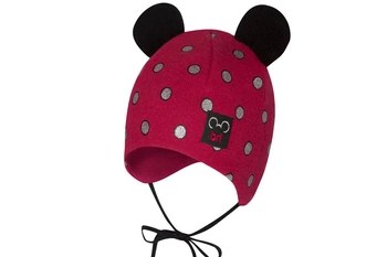 BROEL Elisabetta czapka dla dziewczynki na jesień uszka czerwona
