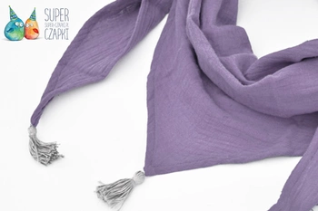 Chusta muślinowa pod szyję dla dzieci chwosty fioletowa