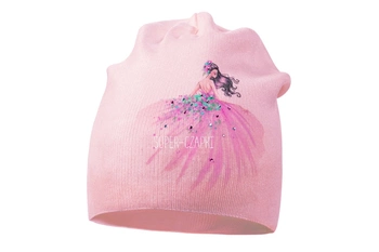 BROEL Supra czapka dla dziewczynki beanie wiskoza pudrowy róż KNIT