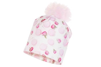 JAMIKS Alina czapka dla dziewczynki tiulowy pompon róże
