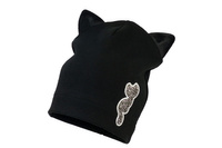 Jamiks WAIMEA czapka prążkowana dla dziewczynki kotek czzarna