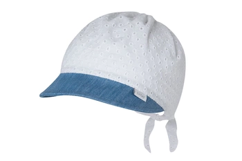 BROEL GAJA czapka chustka na lato koronka jasny jeans