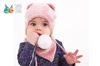 Pupill Jeremi czapka dla dzieci na zimę futerko pudrowy róż