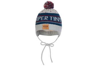 BROEL CAZAR czapka niemowlęca na zimę wiązana szara