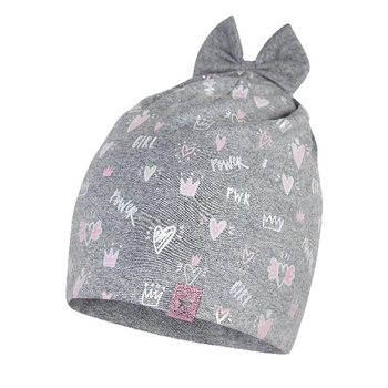 Broel LETICA czapka dla dziewczynki wiskoza szary-różowy jasny