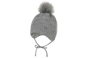 BROEL VIVEKA czapka wiązana na zimę dla dziewczynki szara