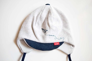 BROEL Bimbo czapka niemowlęca pilotka dla chłopca jasny szary