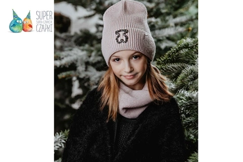 Jamiks LIBELLA czapka dla dziewczynki miś pudrowy róż