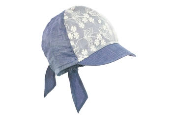 Pupill Paula czapka dla dziewczynki koronka kokarda ciemny jeans