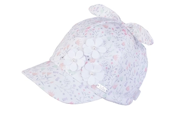 Tutu czapka z daszkiem dla dziewczynki na lato kwiatki UV +30