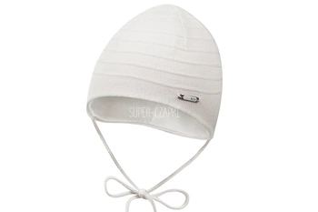 BROEL Porti czapka dla dziewczynki chrzest ecru KNIT