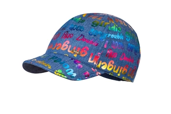 BROEL Hasna czapka na lato dla dziewczynki tęczowe napisy ciemny jeans