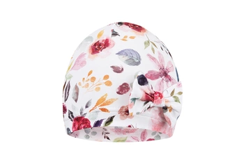 Broel ARIA czapka na wiosnę kwiaty organic biała