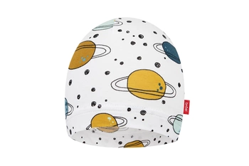 Broel ALIBABA czapka dla chłopca organic planety biała